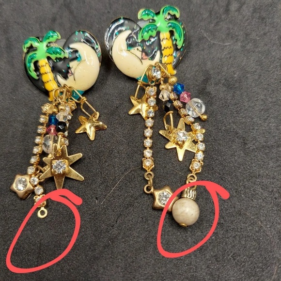 Vintage Lunch At The Ritz Tropical Moon earrings AS IS - Picture 8 of 8